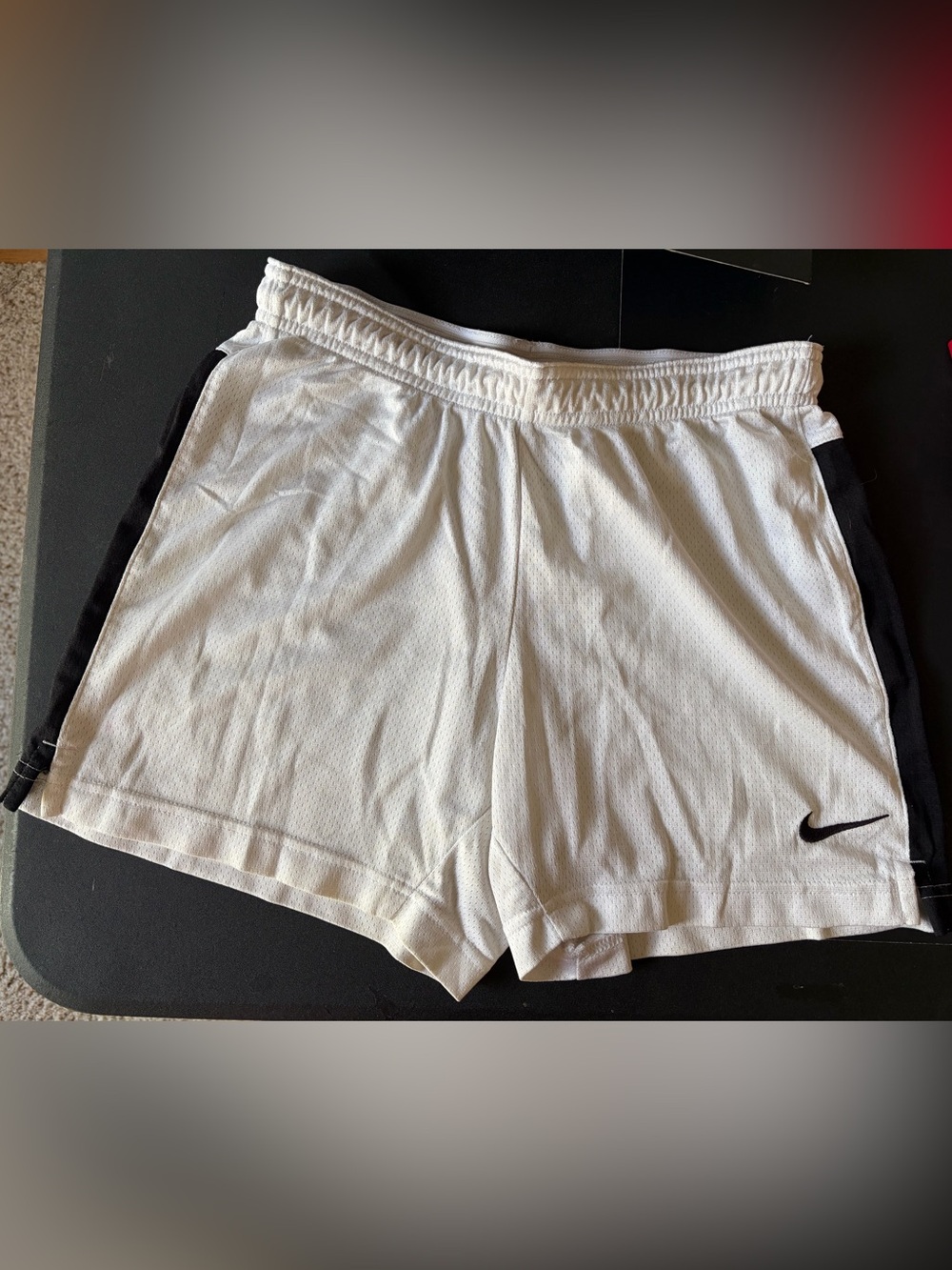 Nike Women’s White Athletic Shorts with Black Side Panels